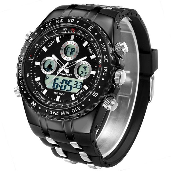 

mens watches black rubber quartz watch men led casual digital sport wrist watch relogio masculino, Slivery;brown