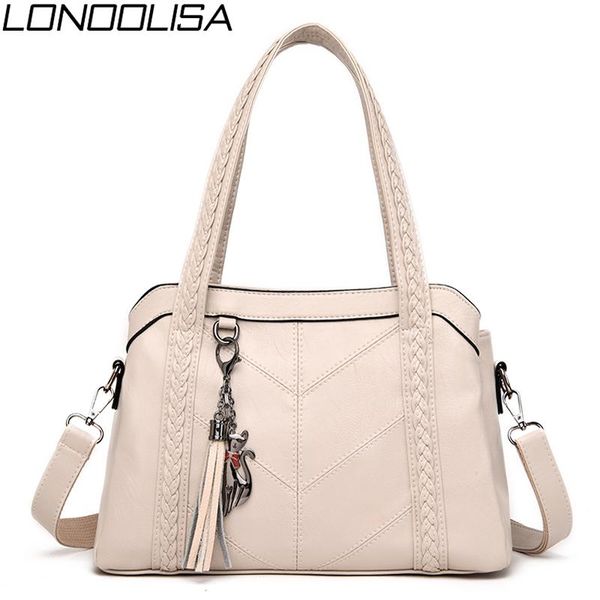 

white ladies genuine leather tassel hand bags luxury handbags women bags designer tassel crossbody for women 2020 bolsos