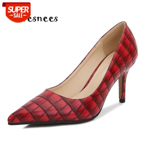 

2020 spring and autumn new small fresh high heels pointed shallow stiletto net red single shoes stone pattern women's shoes #hf2e, Black