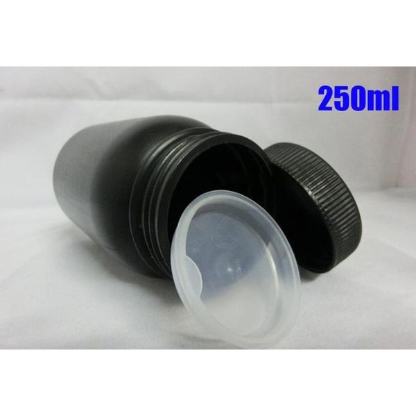 

20pcs 250ml hdpe bottle, pill bottle, plastic bottles, black color powder containers, solid bottles screw caps jllype mxyard