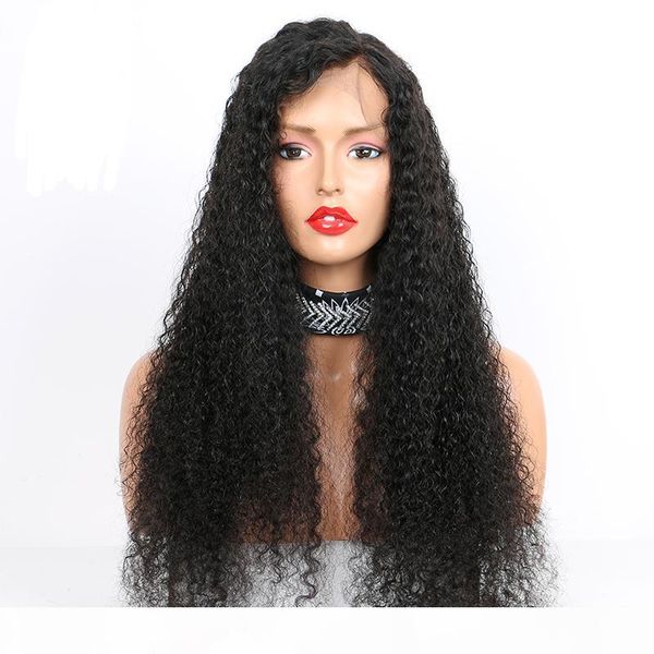 

glueless long curly lace front human hair wigs 100% brazilian human hair wig for black women nature color, Black;brown