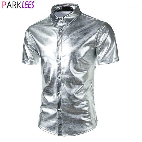 

silver metallic glitter shirt for men 2020 new 70's disco performance costume chemise halloween christmas party stage clothing1, White;black