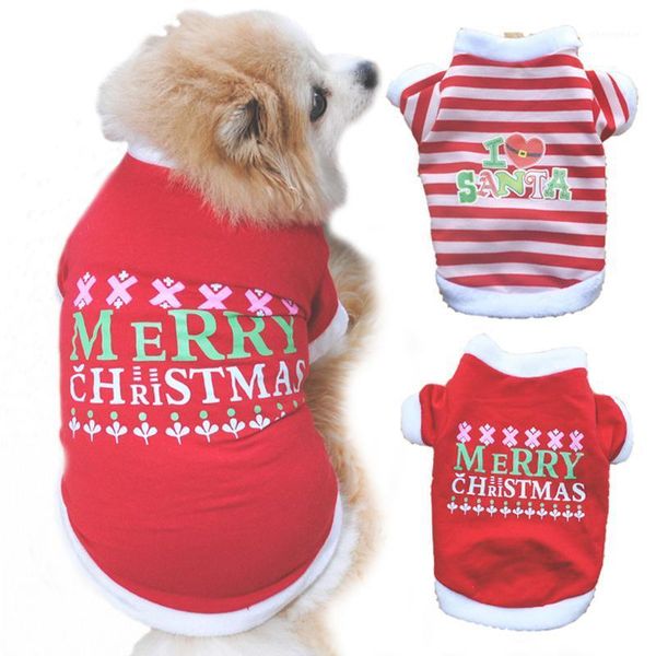 

santa claus costume dog sweater shirt cotton striped puppy pullover coat winter warm pet christmas clothes for small large dogs1