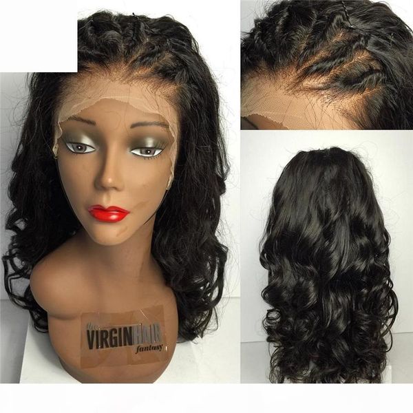 

new arrival peruvian human hair wigs medium cap 150% 9a high grade lace front full lace wigs, Black;brown
