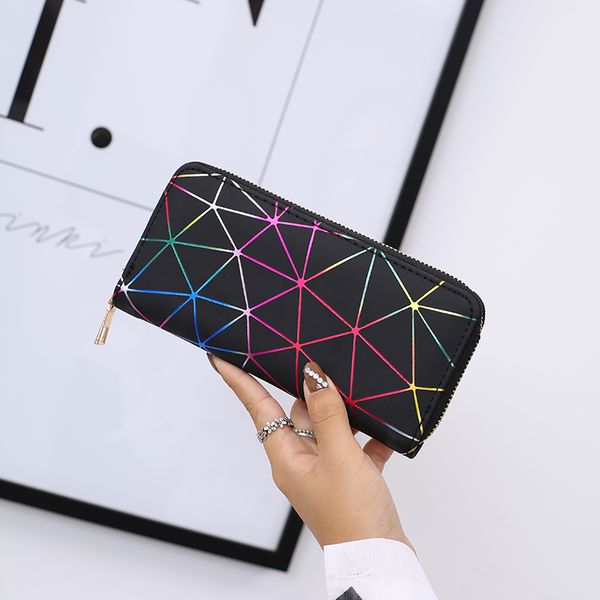 

creative design coin luxury laser long wallet for women purse money bag, Red;black