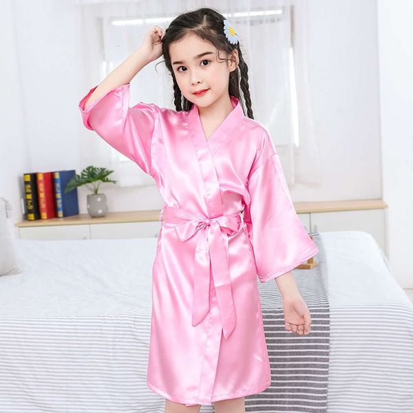 

girls' pajamas summer thin silk ice rob children's and kimonos, Blue;red