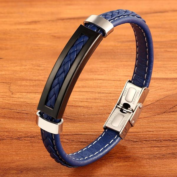 

xqni из нержавеющей стали аксессуары многоцветный прямоугольная комбинация синий кожа classic mens браслет памятный подарок xqni qylkrz, Golden;silver