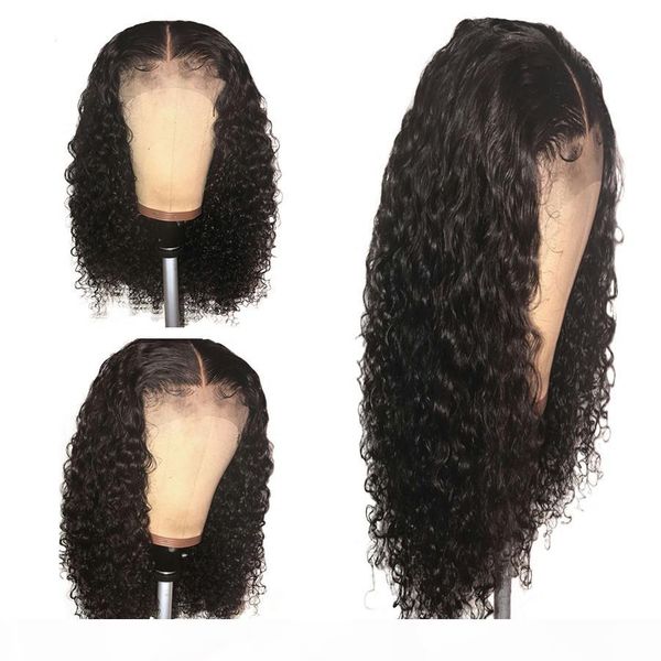 

kinky завитые парики фронта шнурка и шнурка человеческих волос парики pre щипковых для чернокожих женщин прямо объемная волна kinky завитые, Black;brown