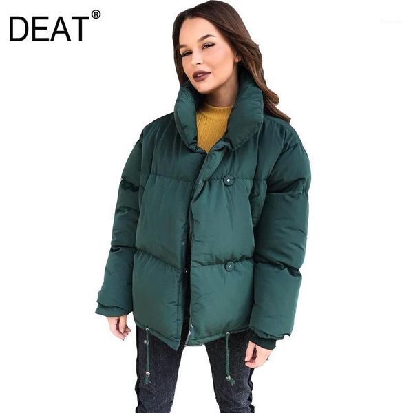 

deat] women cotton clothes new solid color keep warm tickening long sleeve loose fit coat fashion tide winter 2020 13u4411, Black