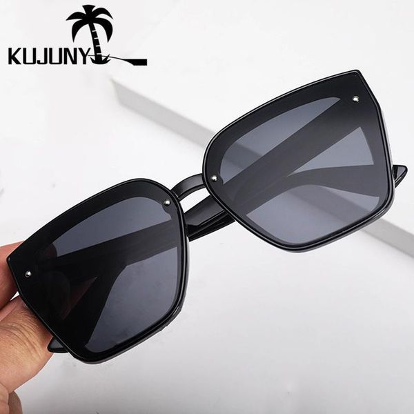 

sunglasses kujuny ladies cat eye women big frame sun glasses oversized ourdoor sunshade eyewears eyeglasses1, White;black