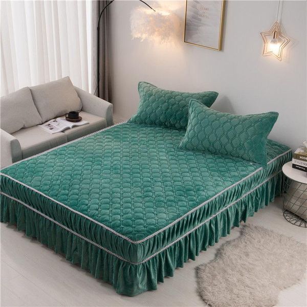 

thick flannel bed color velvet queen not quilted fitted crystal warm skirt plush solid pillowcase including sheet bedspread qylgtt mywjqq