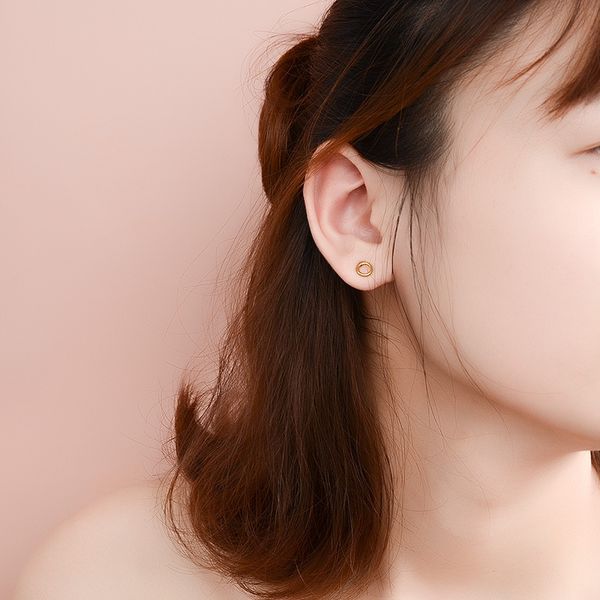 

februaryfrost brand fashion simple geometric small circle earrings for women minimalist jewelry korean genuine earring gift, Golden;silver
