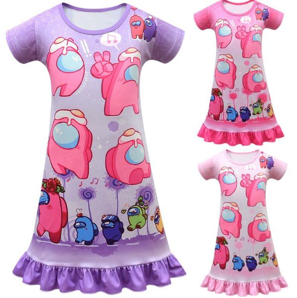 

christmas girls princess dresses homewear kids among us impostor costume crewmate sleeping dress children party clothes pjs, Red;yellow