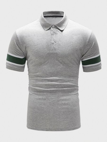 

men contrast panel half button polo shirt w3tw#, White;black