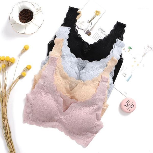 

new style japan premier relief full lace sports sleep seemless vest bra form cut comfortable underwear1, Red;black