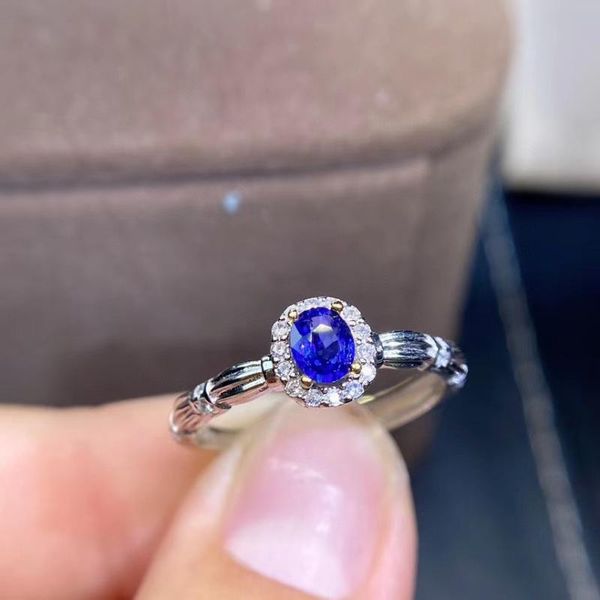 

cluster rings super quality natural and real sapphire ring 925 sterling silver, Golden;silver