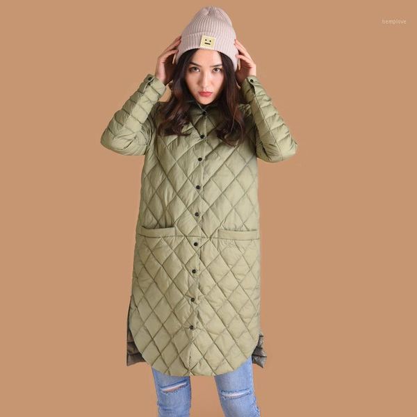 

female uk women autumn winter oversized light thin long warm parka 80% white duck argyle down coat and jacket mint outwear1, Black