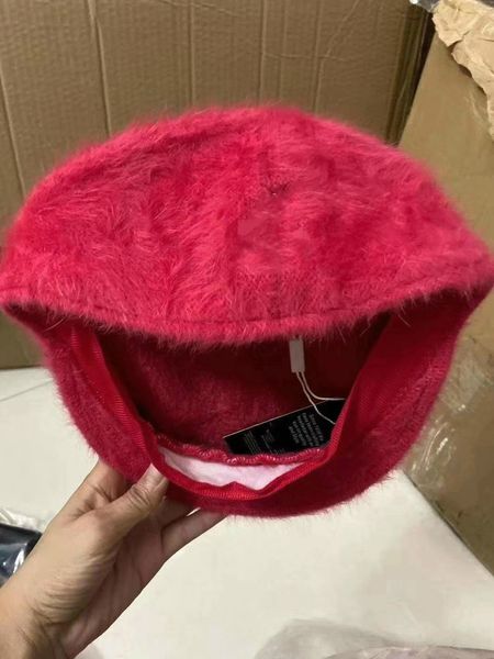 

kangaroo men's designer light version beret real rabbit fur, Blue;gray
