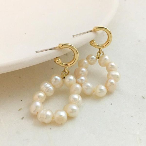 

monlansher elegant natural pearl beaded drop earrings vintage gold color metal earring for women french fashion earrings jewelry, Silver
