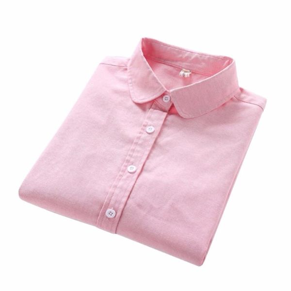 

popular women blouse new casual long sleeved cotton oxford white shirt woman office shirts slim stand collar single breasted1