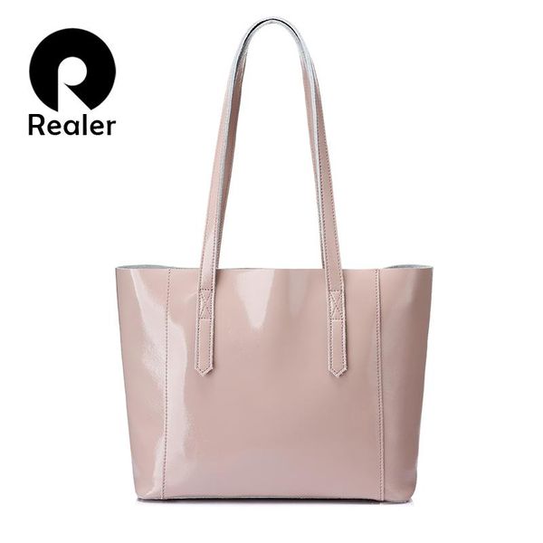 

realer women shoulder bag ladies handbags soft patent leather casual totes female large crossbody messenger bags handle bags