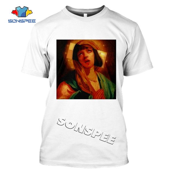 

men movie pulp fiction poster virgin mary 3d print shirts funny oversized hentai men clothing