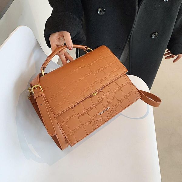 

cross body ladies bags shoulder messenger 2021 stone pattern pu leather designer small square