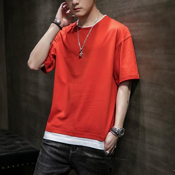 

2021 new men t shirt casual short sleeve men's basic tees stretch t shirt mens clothing chemise homme, White;black