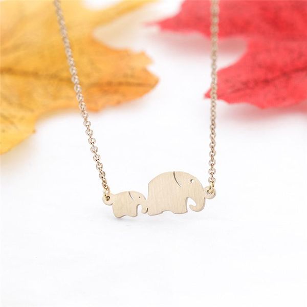 

cute gold mom and baby elephant necklaces pendants women mother's day gift stainless steel chain animal jewelry bijoux, Silver