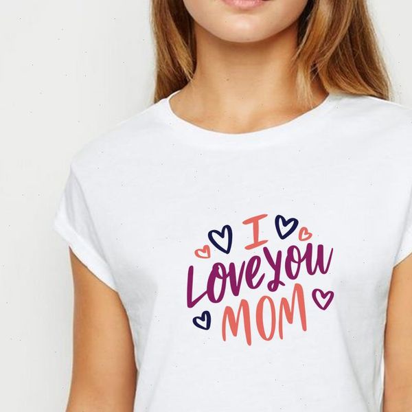 

i love you mom tshirt spring summer hip hop t shirt harajuku young women ulzzang clothing casual o collar t shirt, White