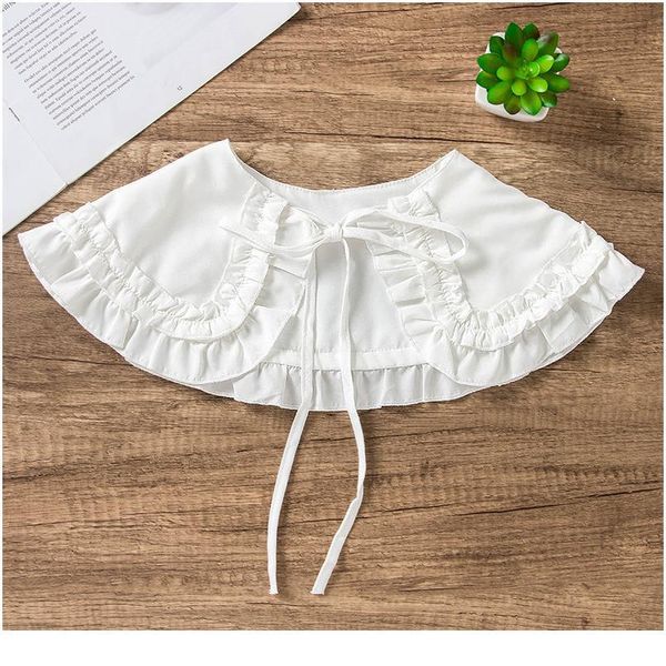 

2020 women girls doll double layer ruffles fake collar shoulder wrap detachable collars women clothes acc qylnza, White