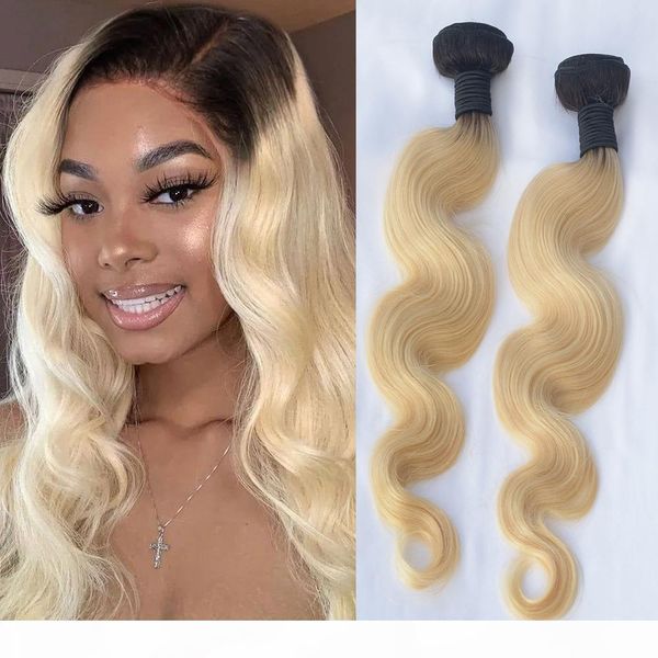 

1b 613 blonde 3 4 brazilian hair bundles body wave weave remy human hair weft 24 26 28 30 inch ing, Black
