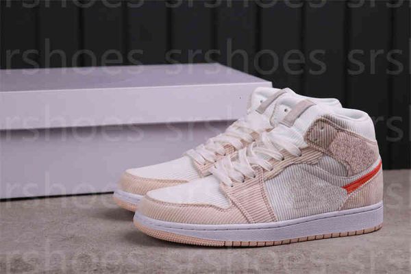 

mid-cut basketball shoes jumpman 1 high 1s og corduroy rice orange trainer nc obsidian unc competition men and women sean sneakers, White;red
