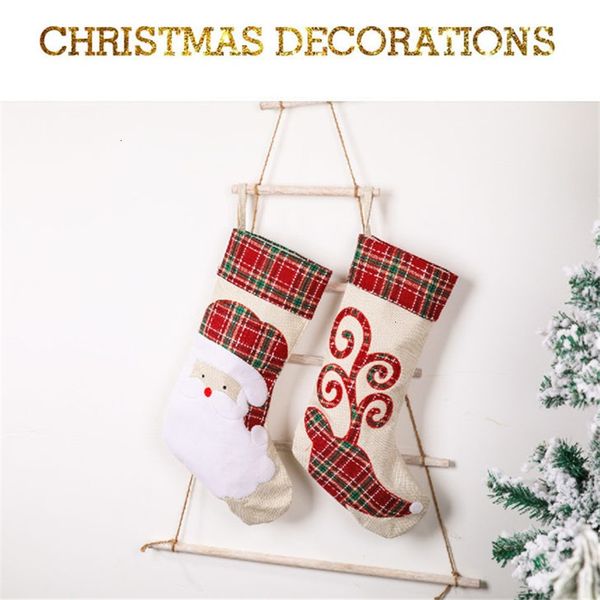 

hanging socks cute candy gift bag snowman santa claus deer bear stocking for christmas decoration 60pcs t1i2364