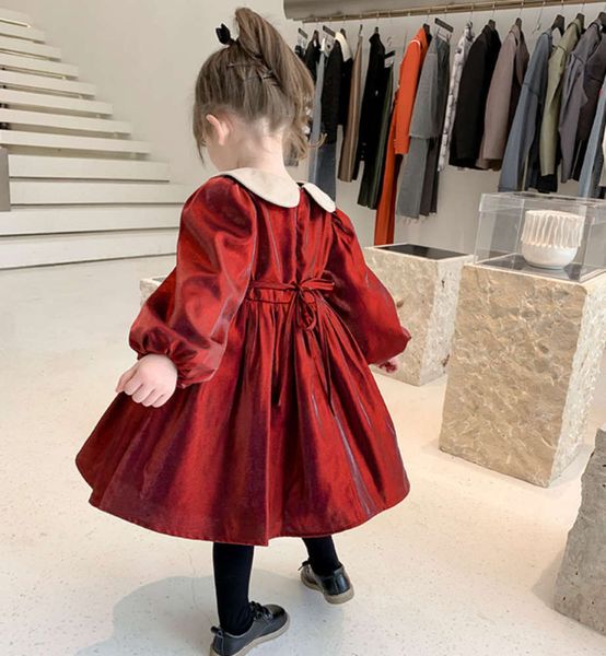 

plush 2020 girls' winter new korean bubble sve princs drs, Red;yellow