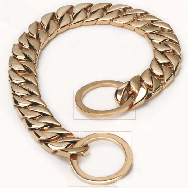 

15mm new arrive strong 316l stainless steel gold tone cuban curb chain pet supplies dogs supplies neck collar choker 12-34" hot, Silver