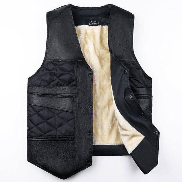 

mens vest winter fleece thickening vest men large size casual outwear sleeveless jacket male waistcoat fashion old mens1, Black;white