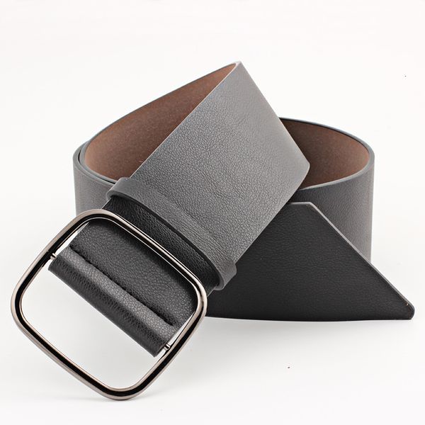 

vintage black brown red 6.5cm wide leather belts women square gold alloy buckle female waist dress japanese word deduction belt