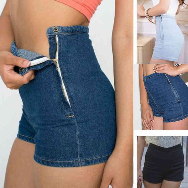 

korean fashion women slim high waist jeans shorts denim bottoms short tight a side button shorts, Black;white