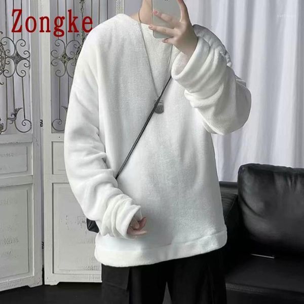

zongke solid knit sweater men clothing 2020 fashion harajuku sweaters pullover mens sweater for men korean clothes -2xl1, White;black