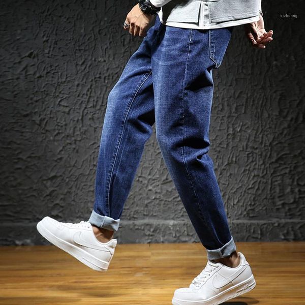 

men's jeans men loose stretch harem pants fashion trousers plus size slim denim autumn and winter jeans1, Blue