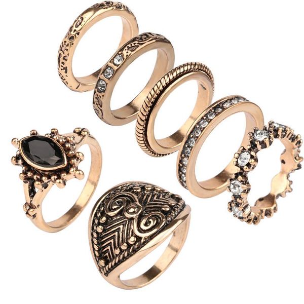 

yunkingdom vintage small size ring set femme rings women ladies jewelry wholesale / retail yun1196, Golden;silver