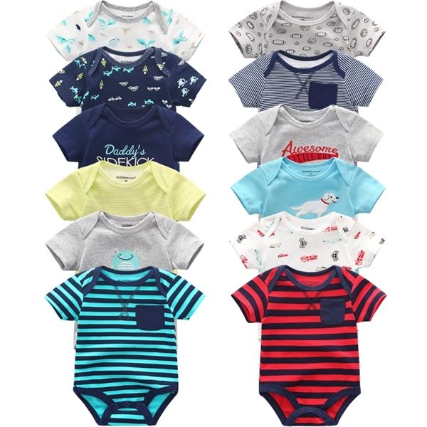 

super cotton baby bodysuit fashion 6pcs/lot newborn body baby suits short sleeve overalls infant boy girl jumpsuit kids clothes 1024, Blue