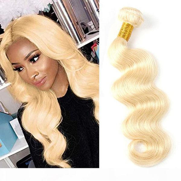 

brazilian virgin hair one bundles double wefts 613# blonde body wave human hair extensions blonde hair wefts straight 10-32inch, Black