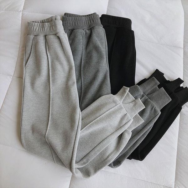 

gray sports pants womens loose beam feet spring autumn korean style thin student pants running casual harem, Black;white