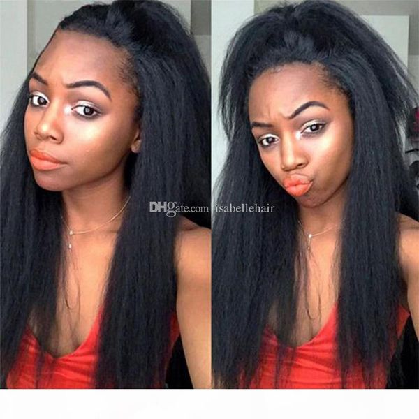 

9a pre plucked italian yaki full lace wig with baby hair brazilian virgin lace front wigs human hair for black women, Black;brown