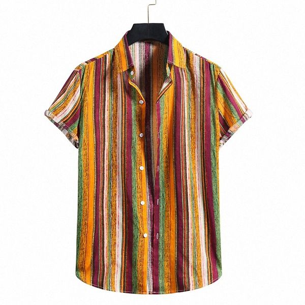 

men's shirt other prints striped button down collar casual holiday print short sleeve hawaiian beach blue yellow n3ob#, White;black
