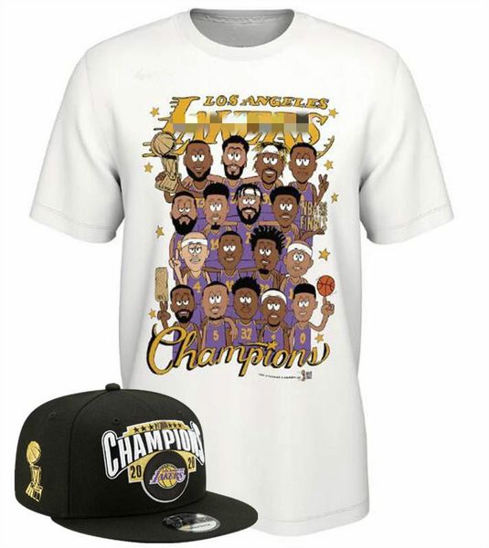 

2020 finals men los angeles champions celebration t-shirt mvp t-shirt youth black white women with snapback adjustable hat