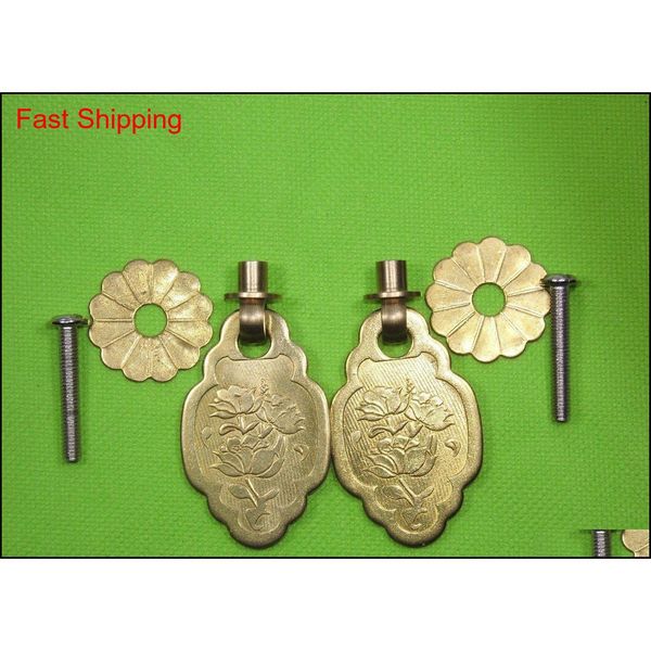 

2sets door or furniture pull brass copper drawer knobs flower handle qylfcl bde_luck