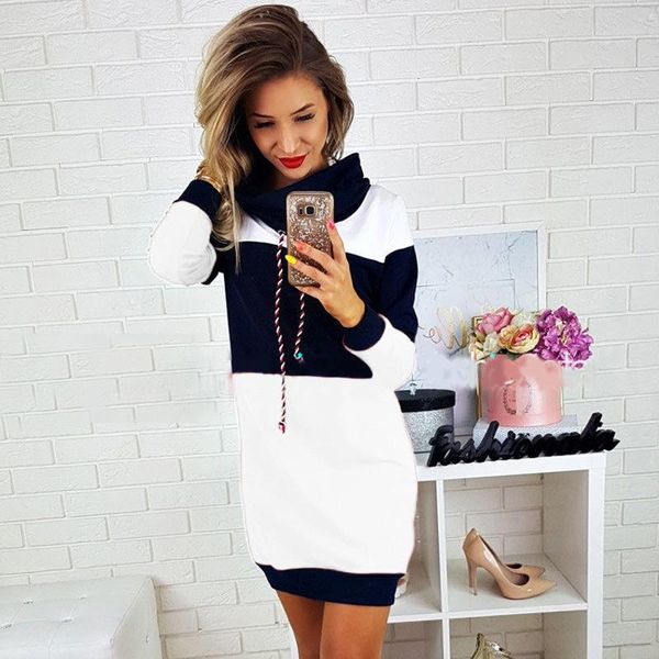 

women's sweatshirt dress fashion bodycons short mini hoodie bag hip print hoodie fashion dress vestidos sundress female #t1g, Black;gray